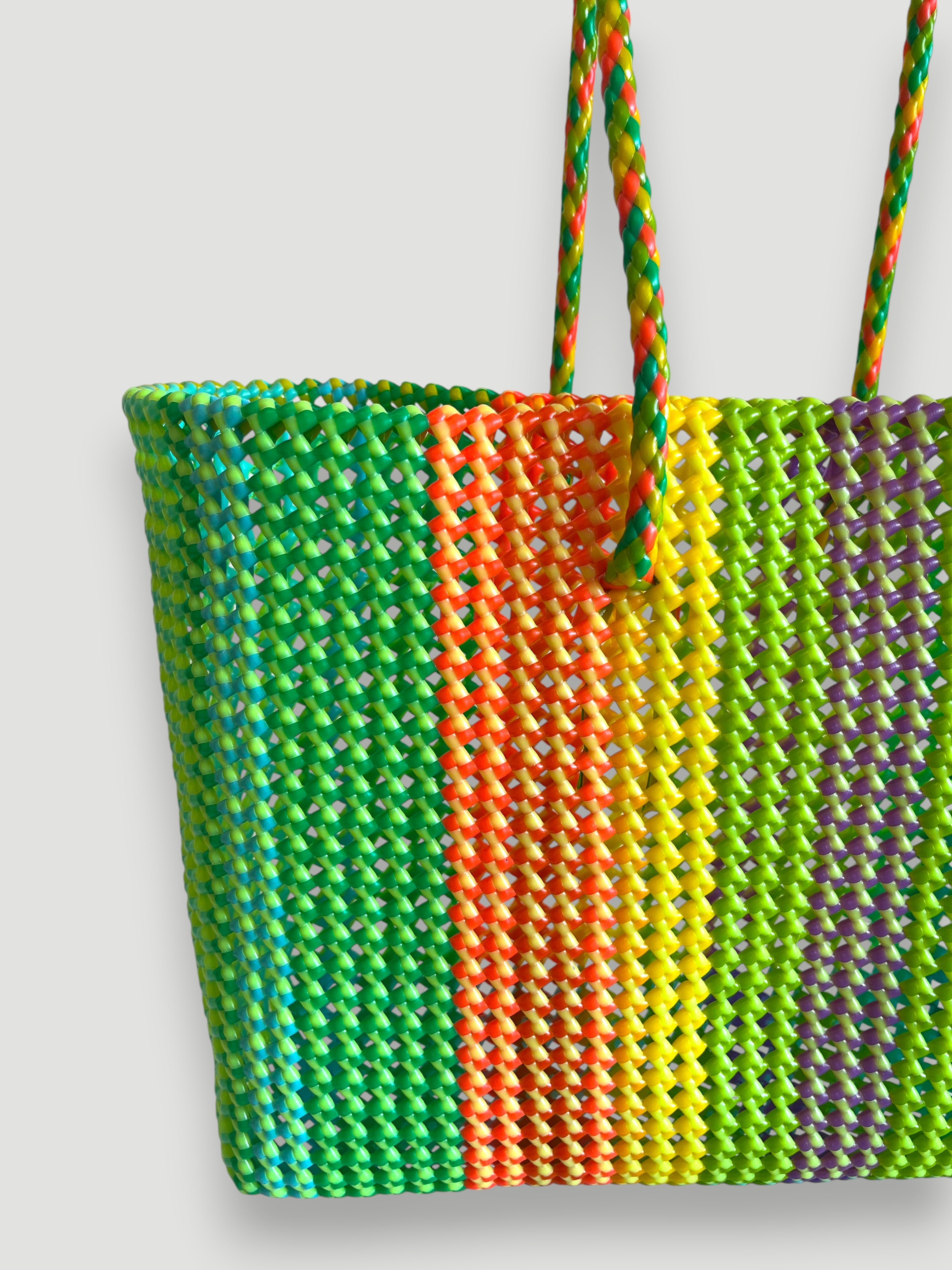 N°412XL - SAC PANIER TRESSÉ MAIN - MAXI - multicolors