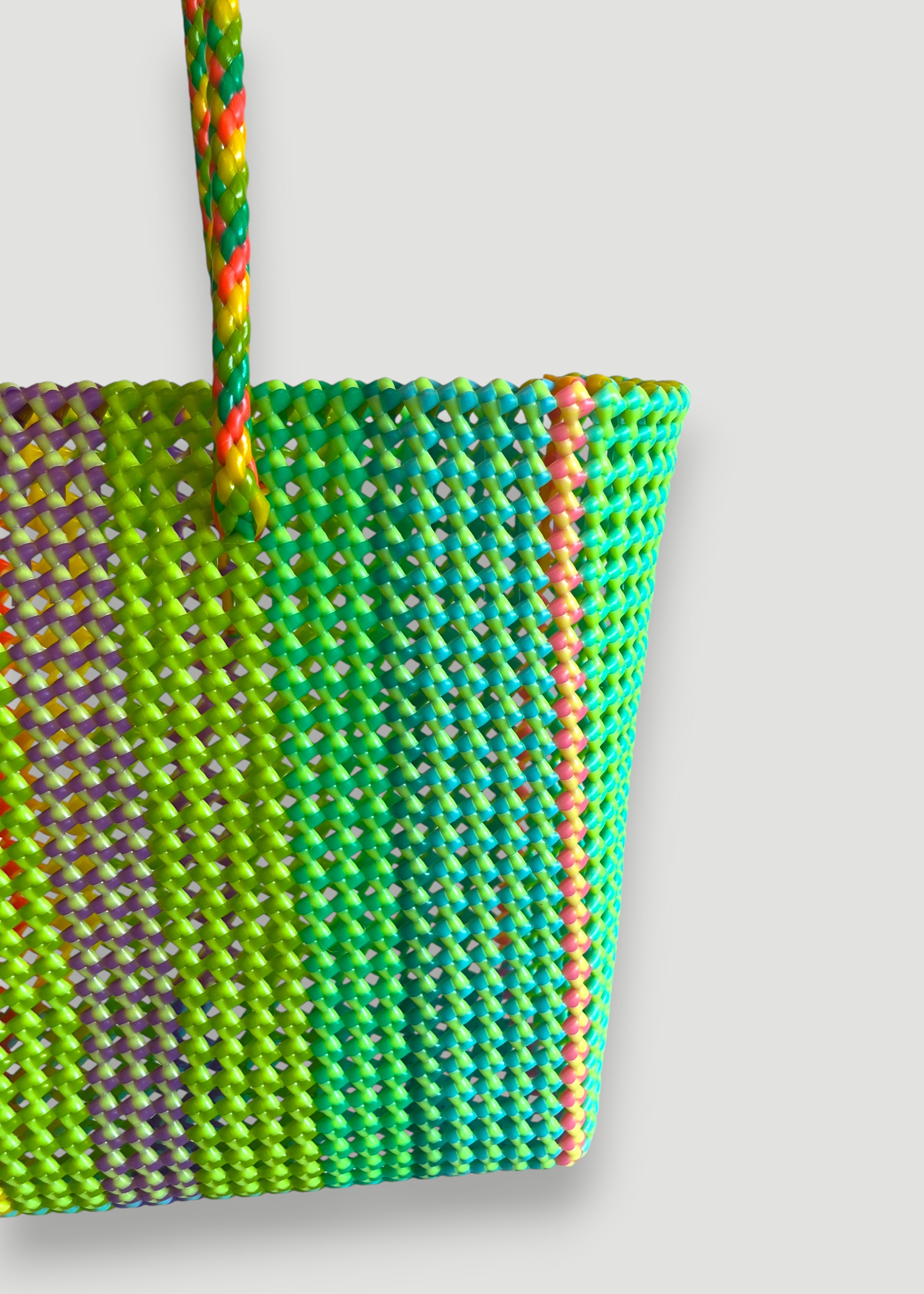 N°412XL - SAC PANIER TRESSÉ MAIN - MAXI - multicolors