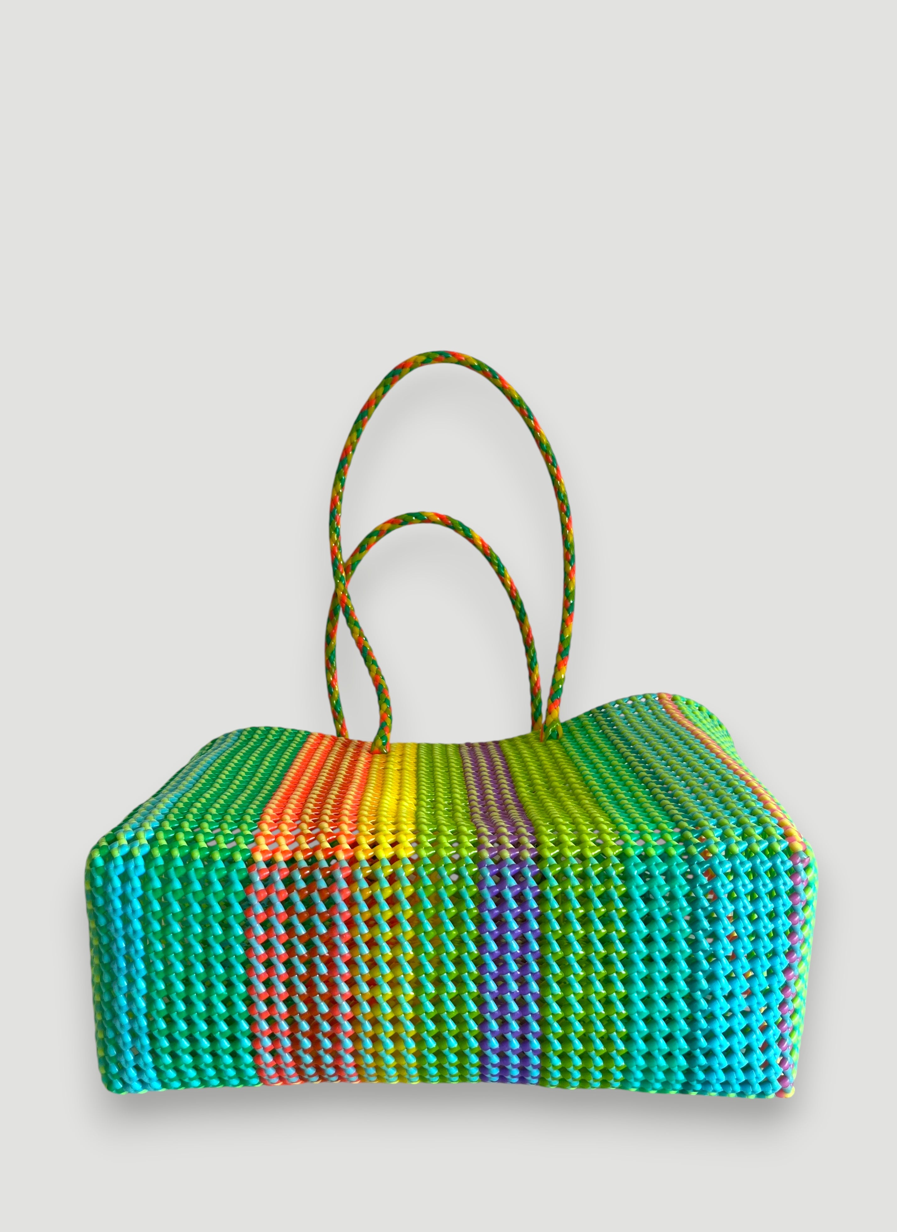N°412XL - SAC PANIER TRESSÉ MAIN - MAXI - multicolors