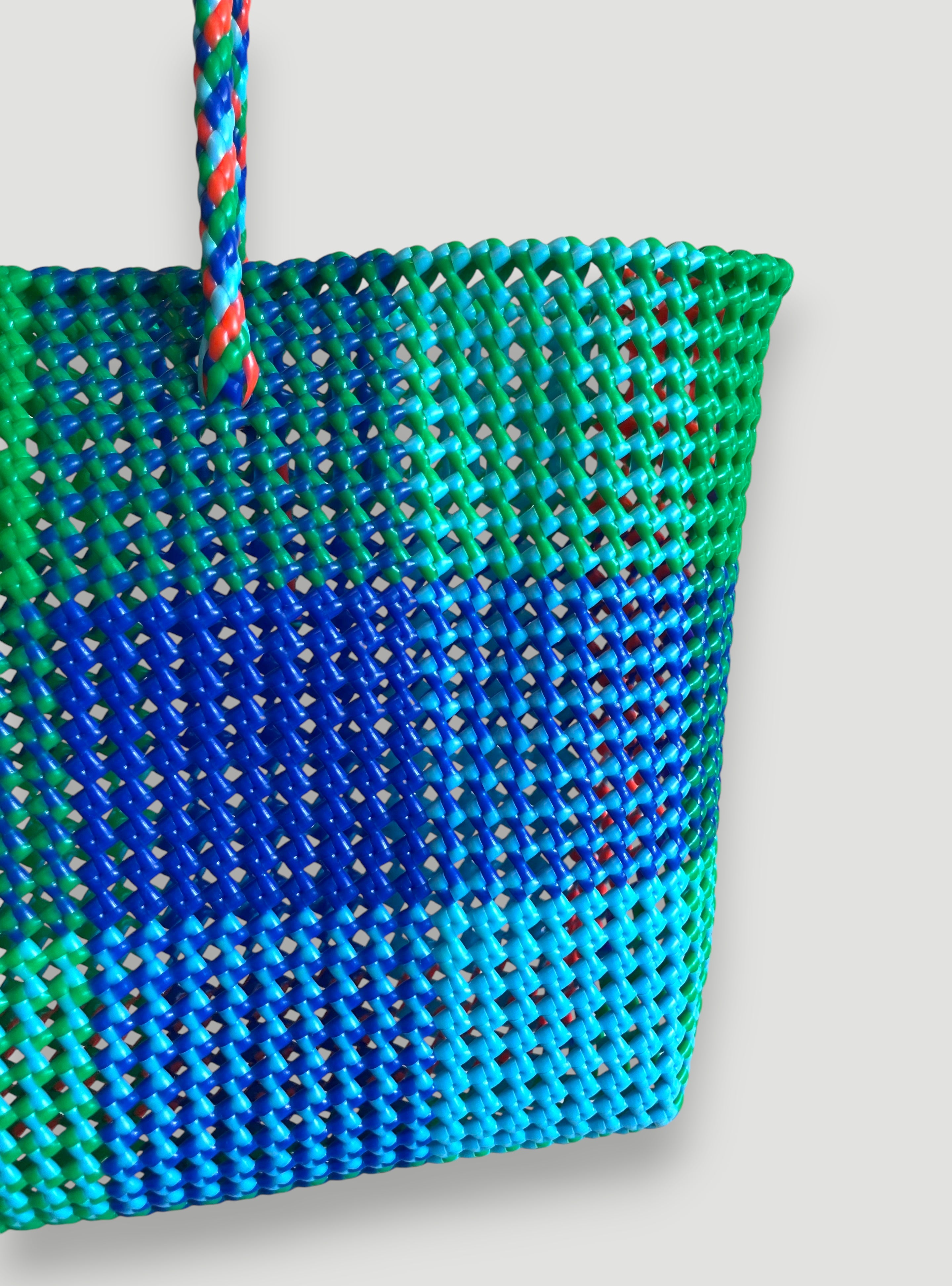 N°414XL - SAC PANIER TRESSÉ MAIN - MAXI - multicolors