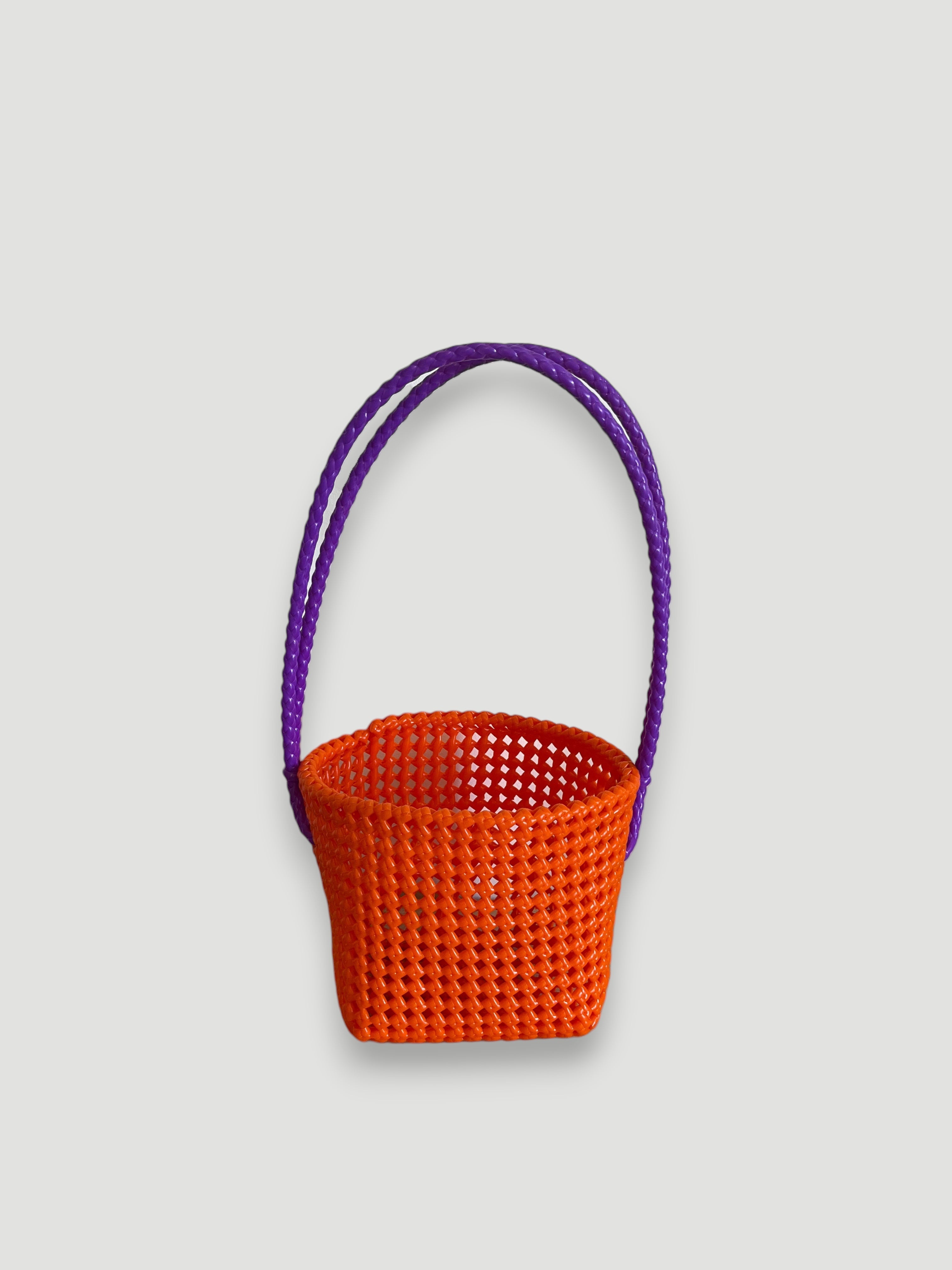 N°89SE - SAC PANIER TRESSÉ MAIN - SEAU - orange & violet