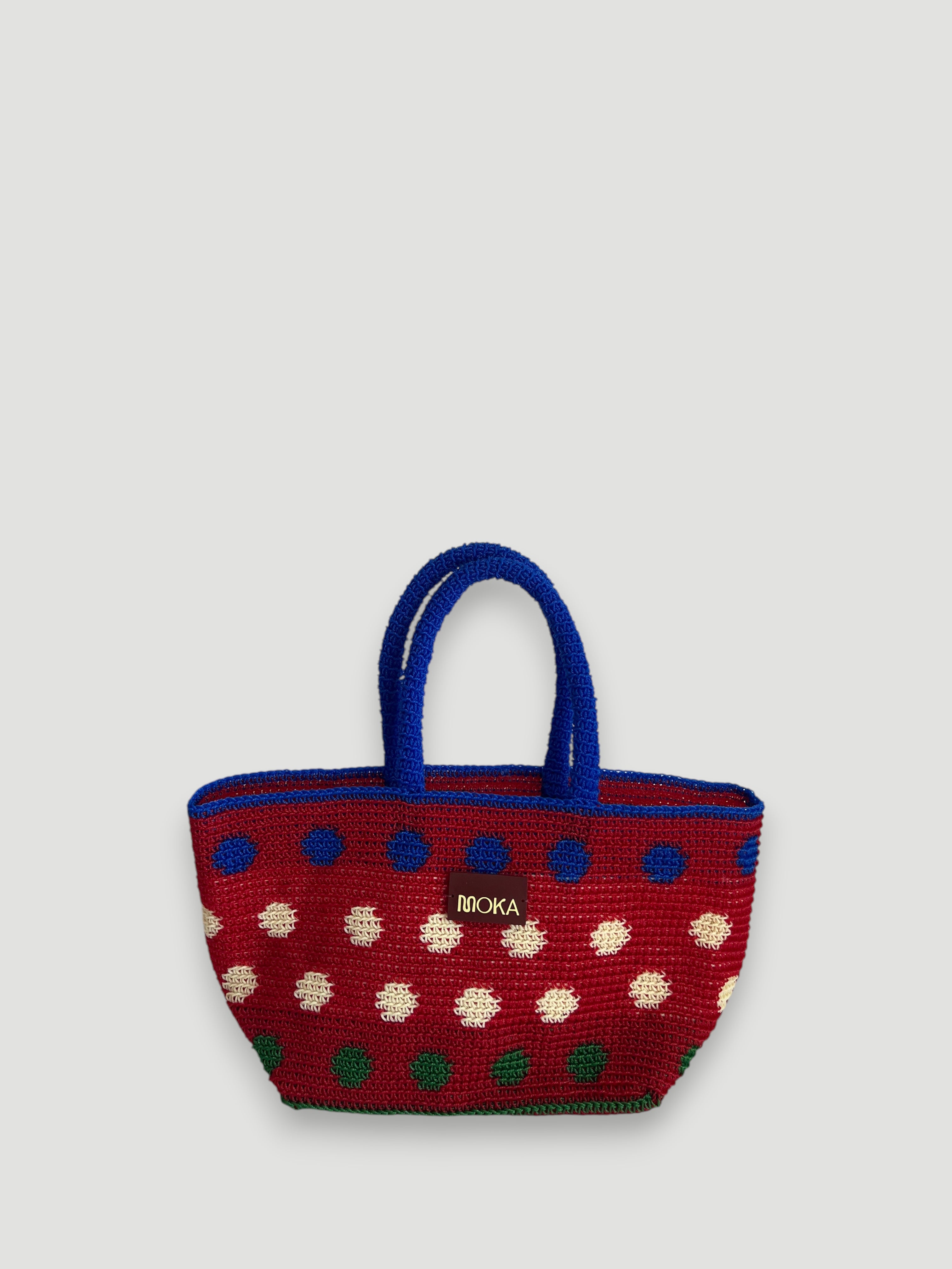 N°31SC - SAC PANIER CROCHET POIS L - GRAND - ROUGE