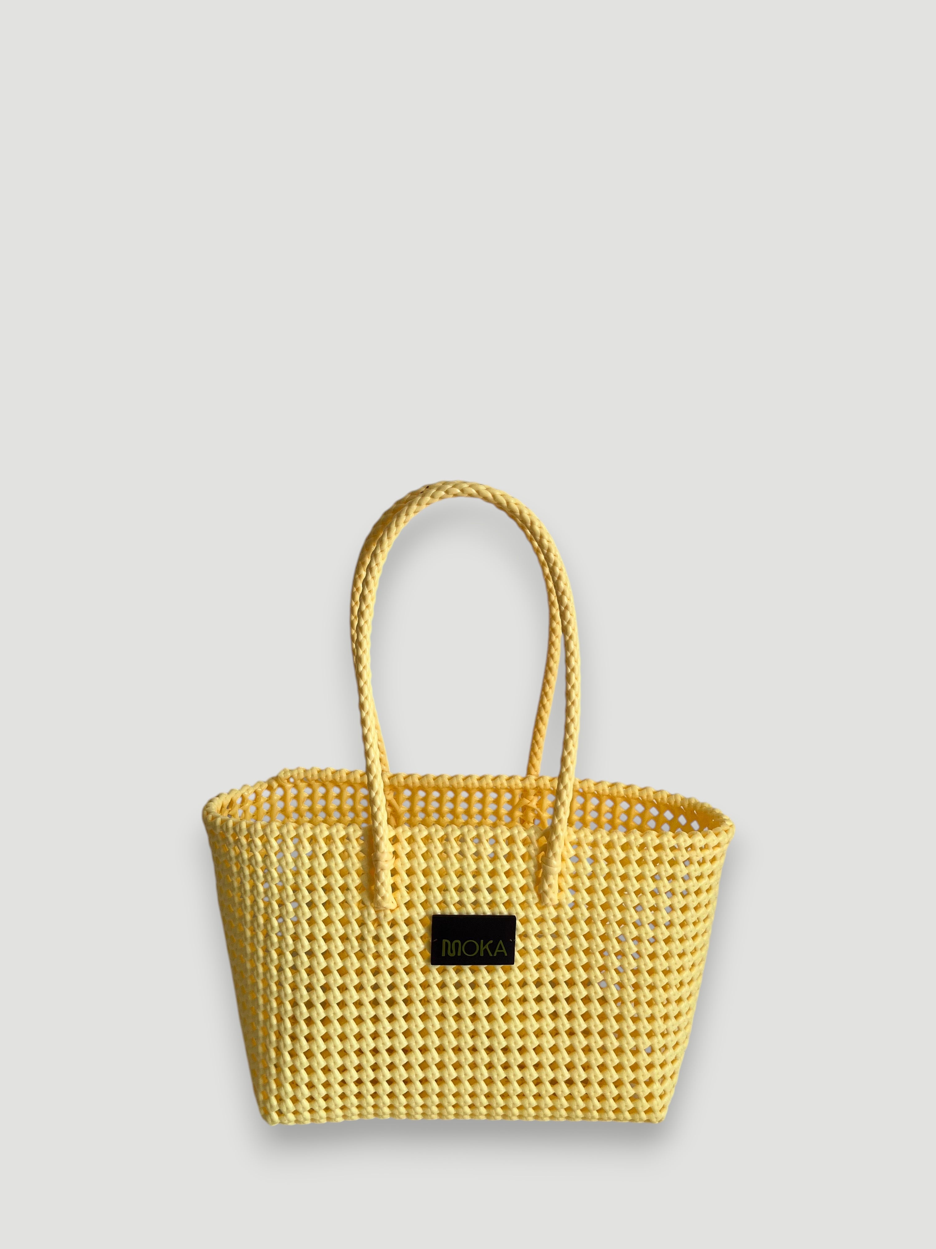 No. 347M - HAND-WOVEN BASKET BAG - MEDIUM - cream