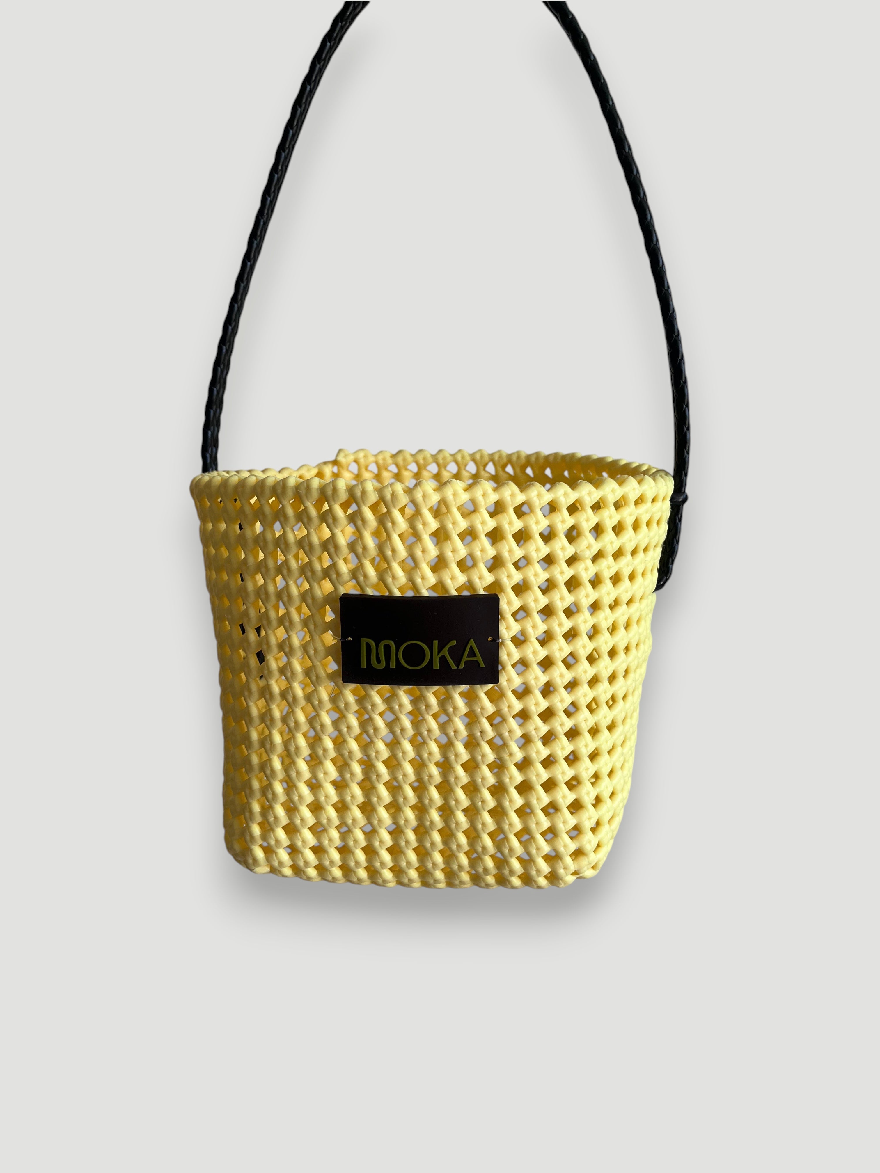 N°3SE - SAC PANIER TRESSÉ MAIN - SEAU - crème & noir