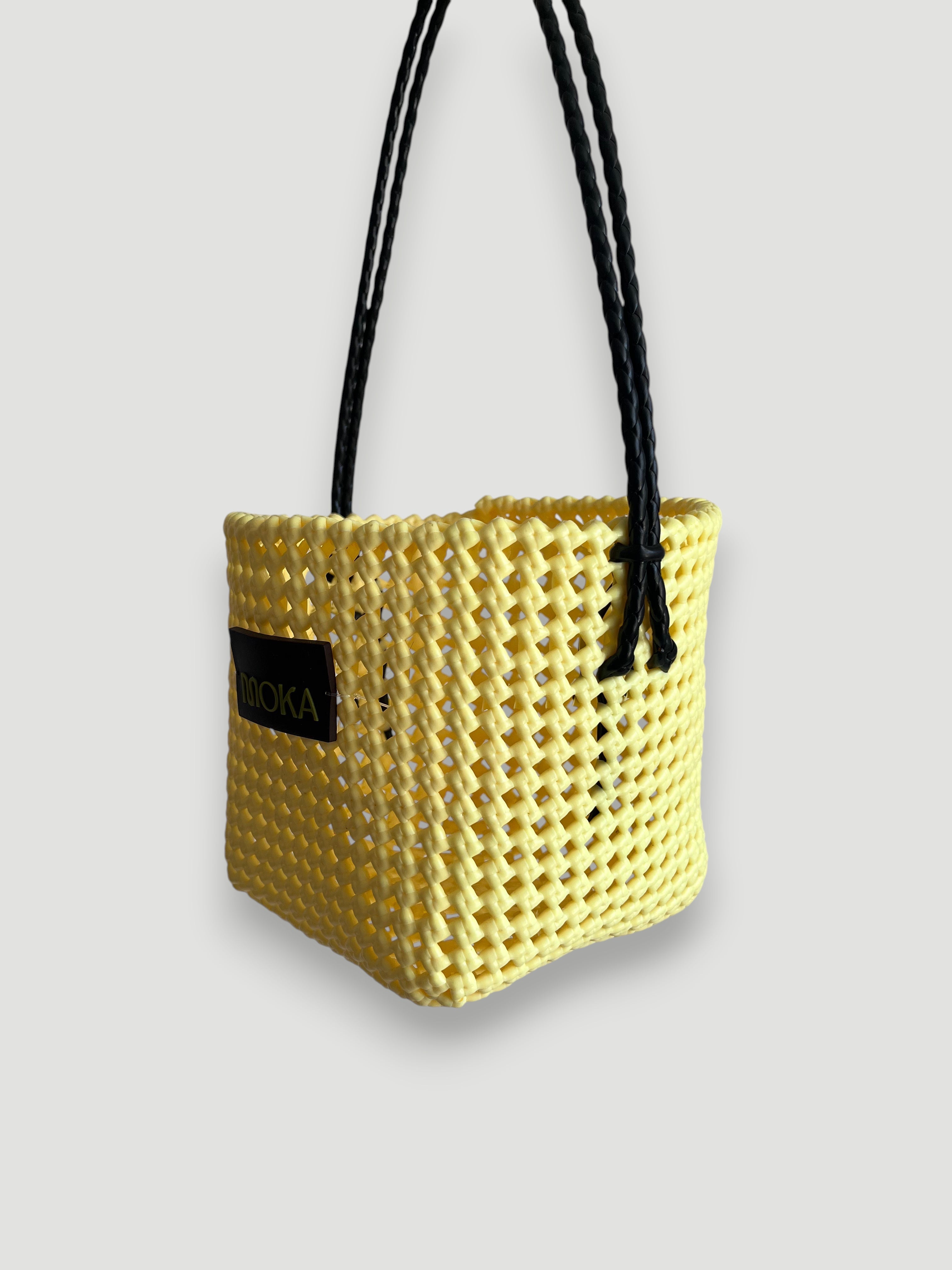 N°3SE - SAC PANIER TRESSÉ MAIN - SEAU - crème & noir
