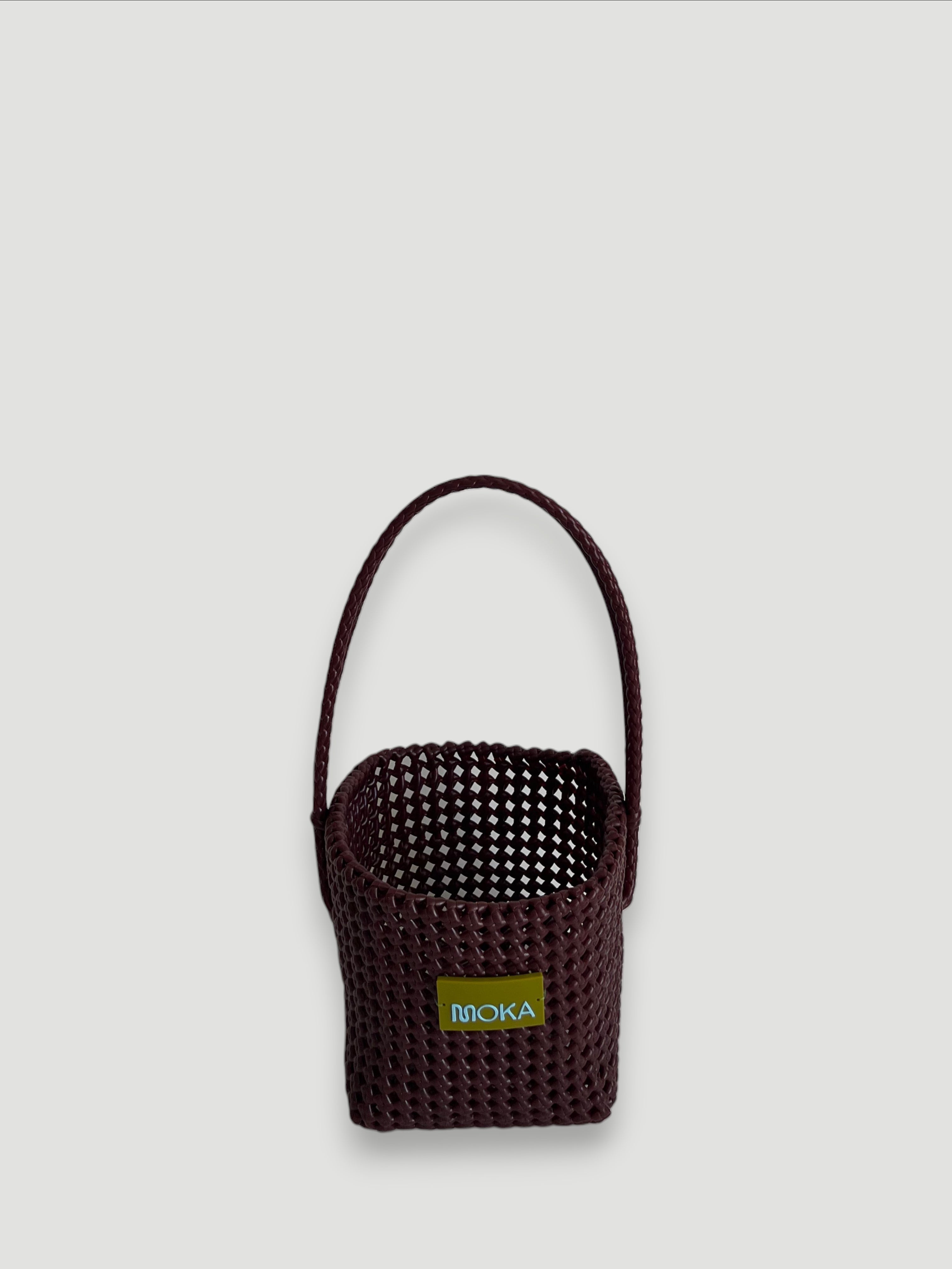 N°7SE - SAC PANIER TRESSÉ MAIN - SEAU - bordeaux