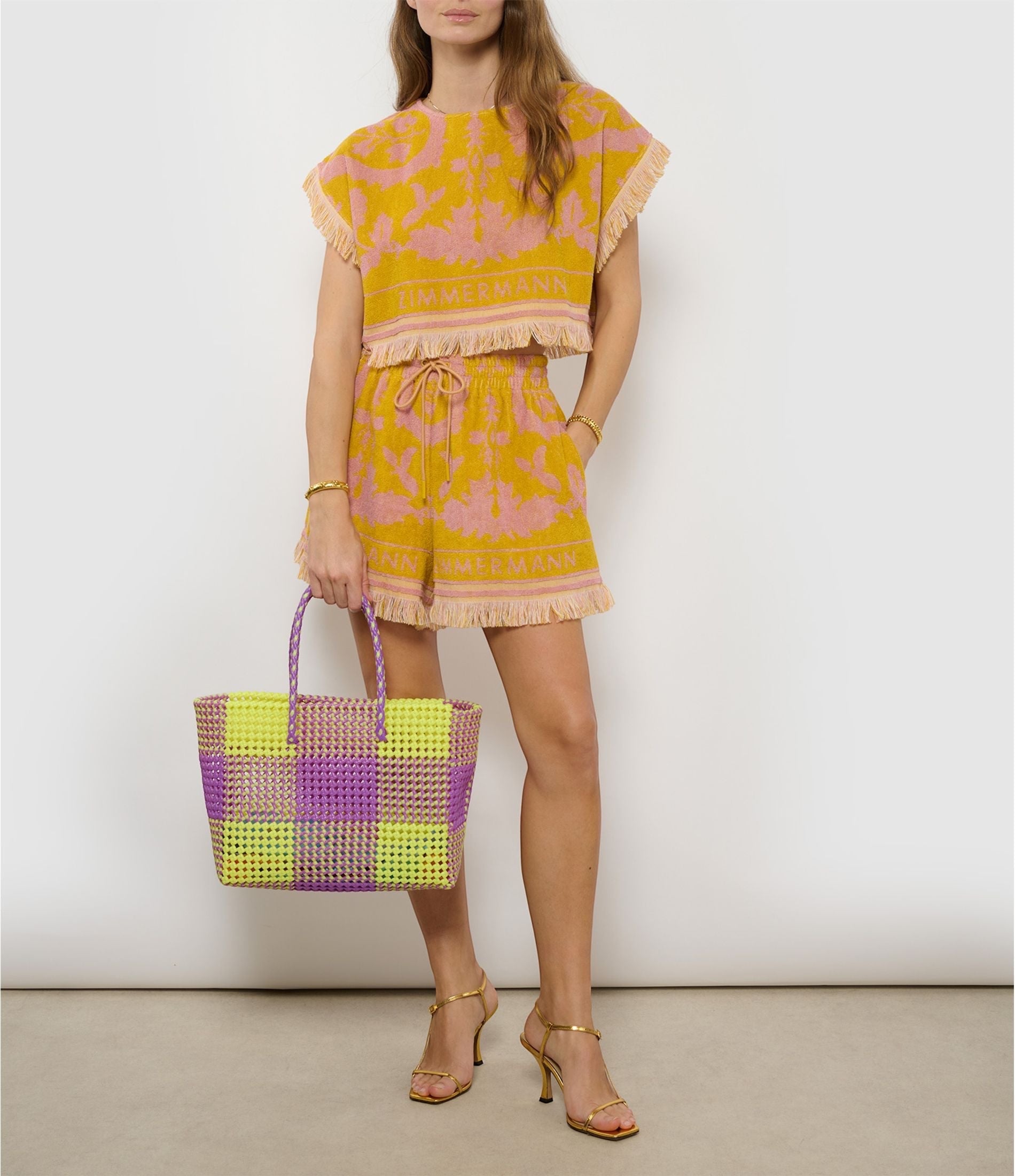 N°7L - SAC PANIER IMPARFAIT - GRAND - jaune fluo & violet
