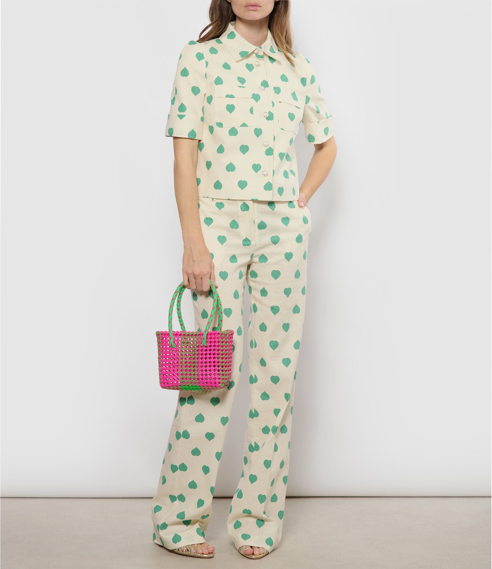 N°20XS bis - SAC PANIER TRESSÉ MAIN - MINI - rose fluo & vert fluo