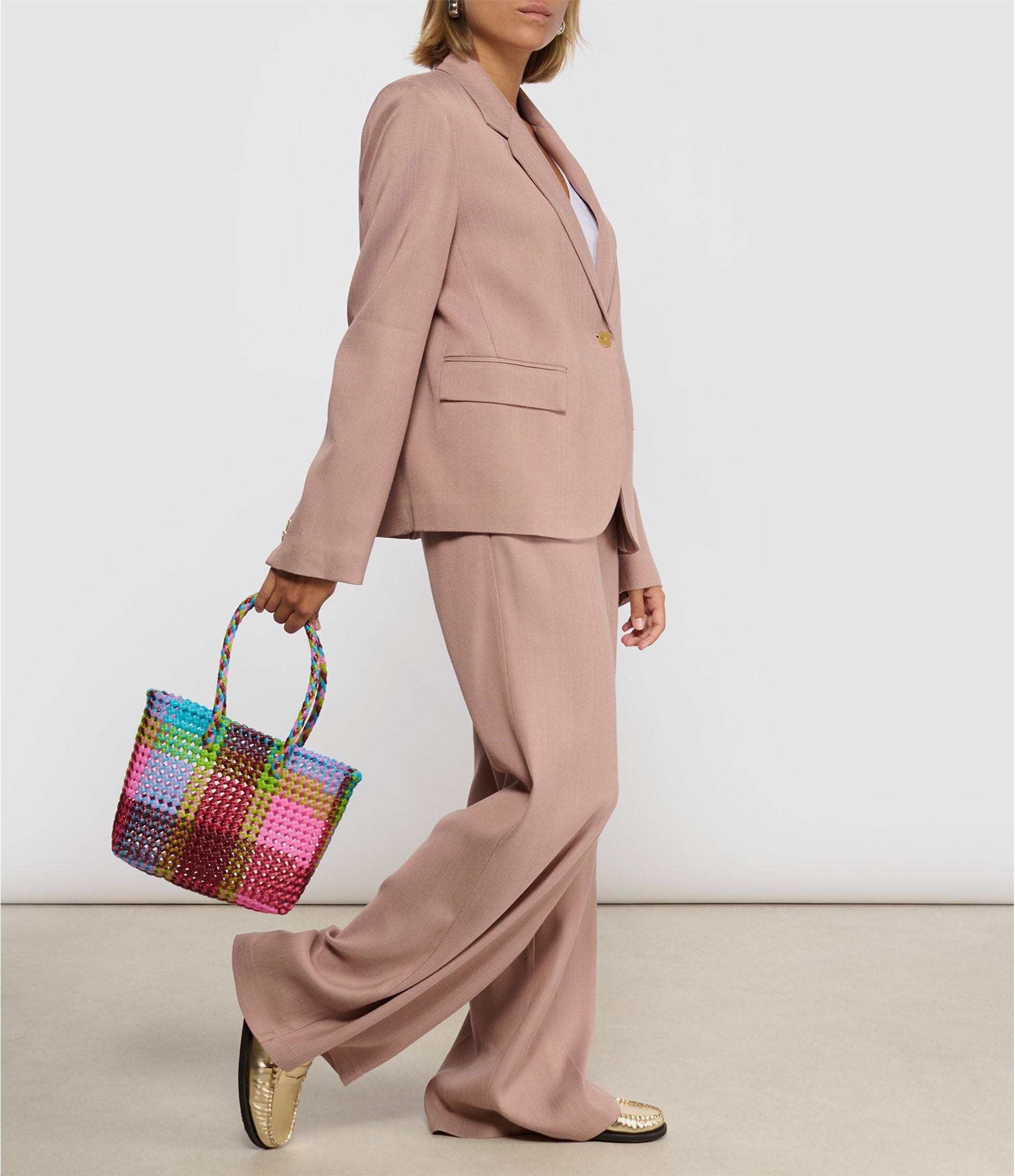 N°250S - SAC PANIER TRESSÉ MAIN - PETIT - multicolors