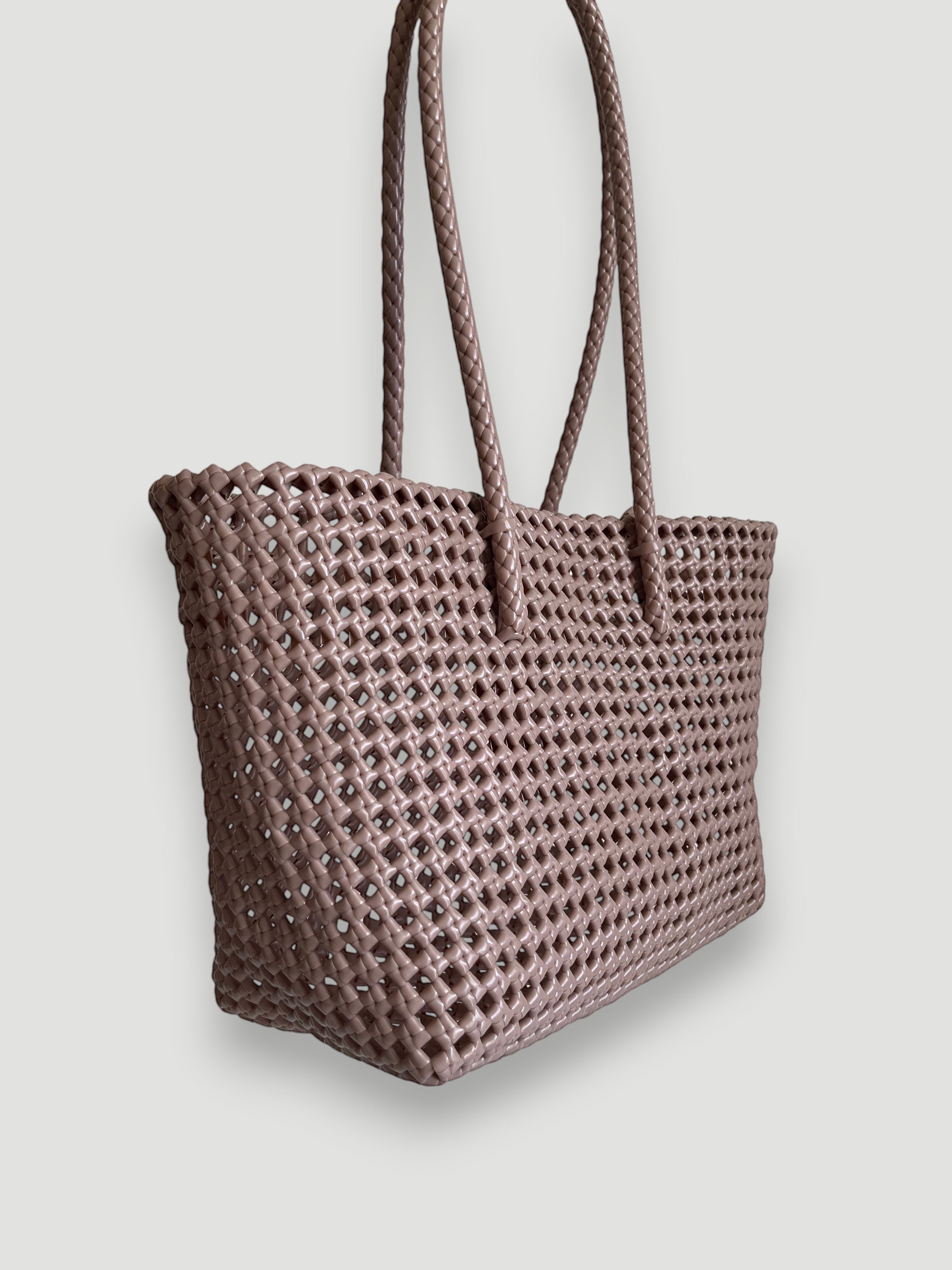 N°535M - HANDWOVEN BASKET BAG - MEDIUM - taupe