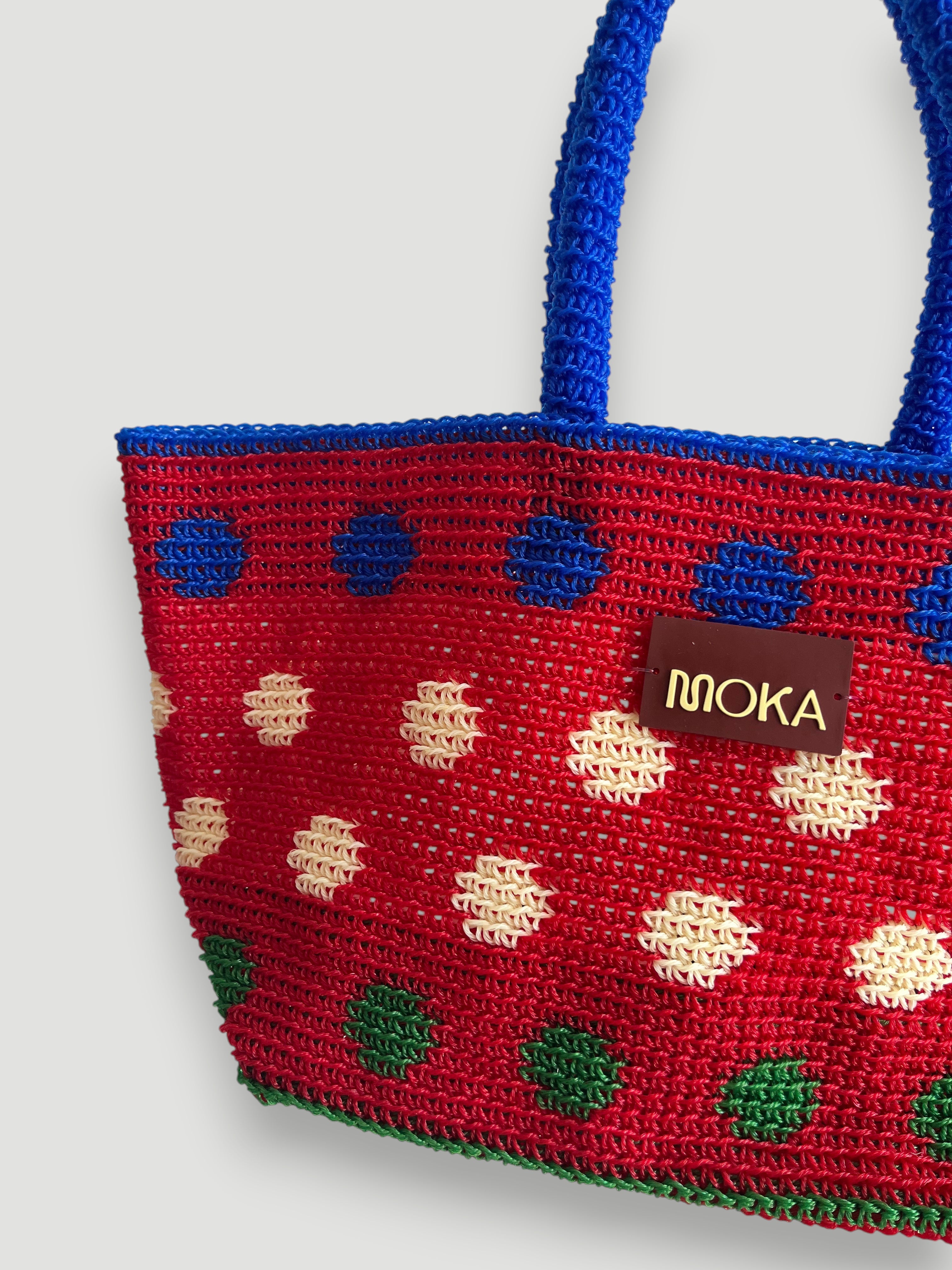 N°31SC - CROCHET DOT BASKET BAG L - LARGE - red