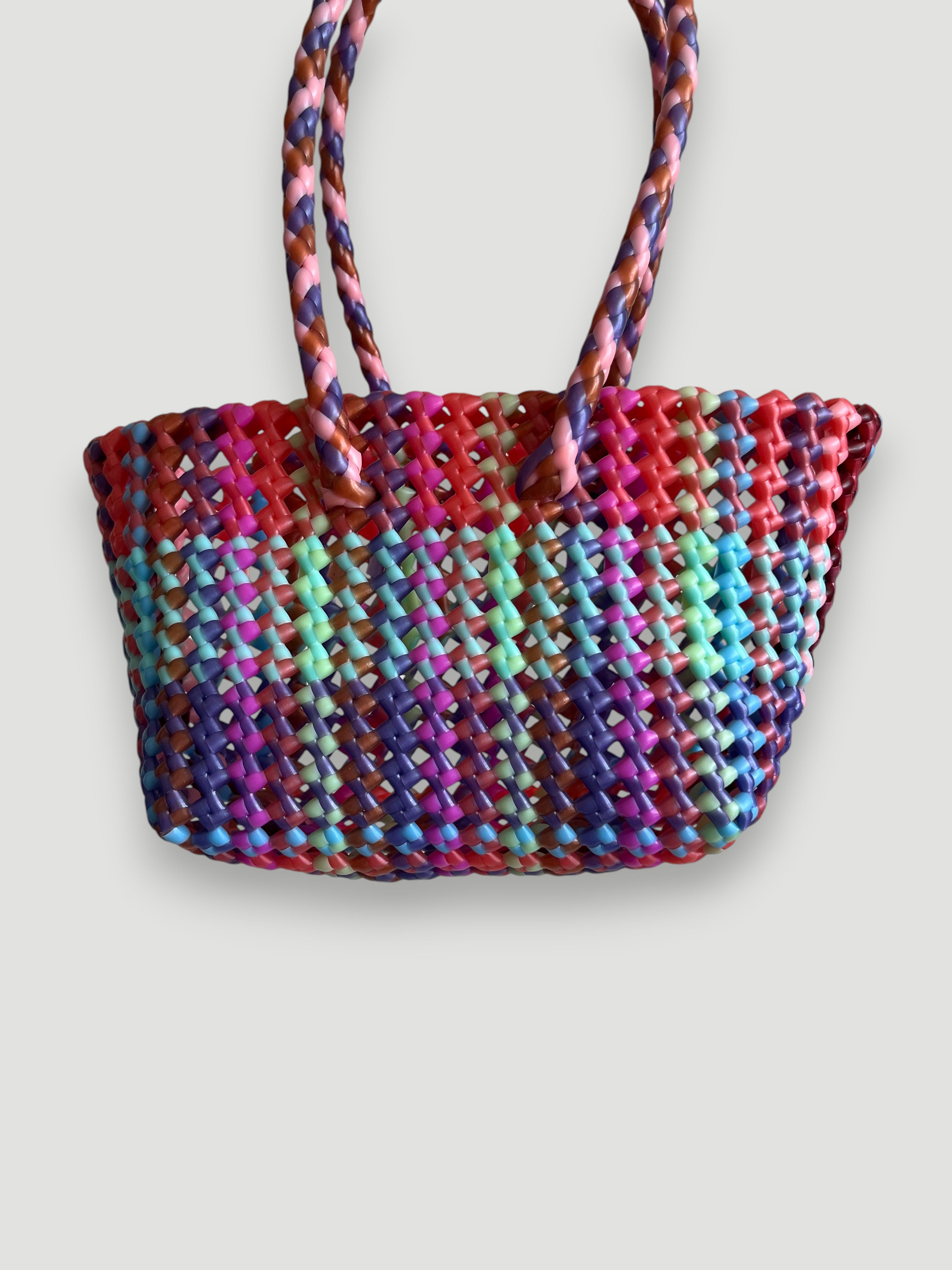 N°100XS - HAND WOVEN BASKET BAG - MINI - multicolour