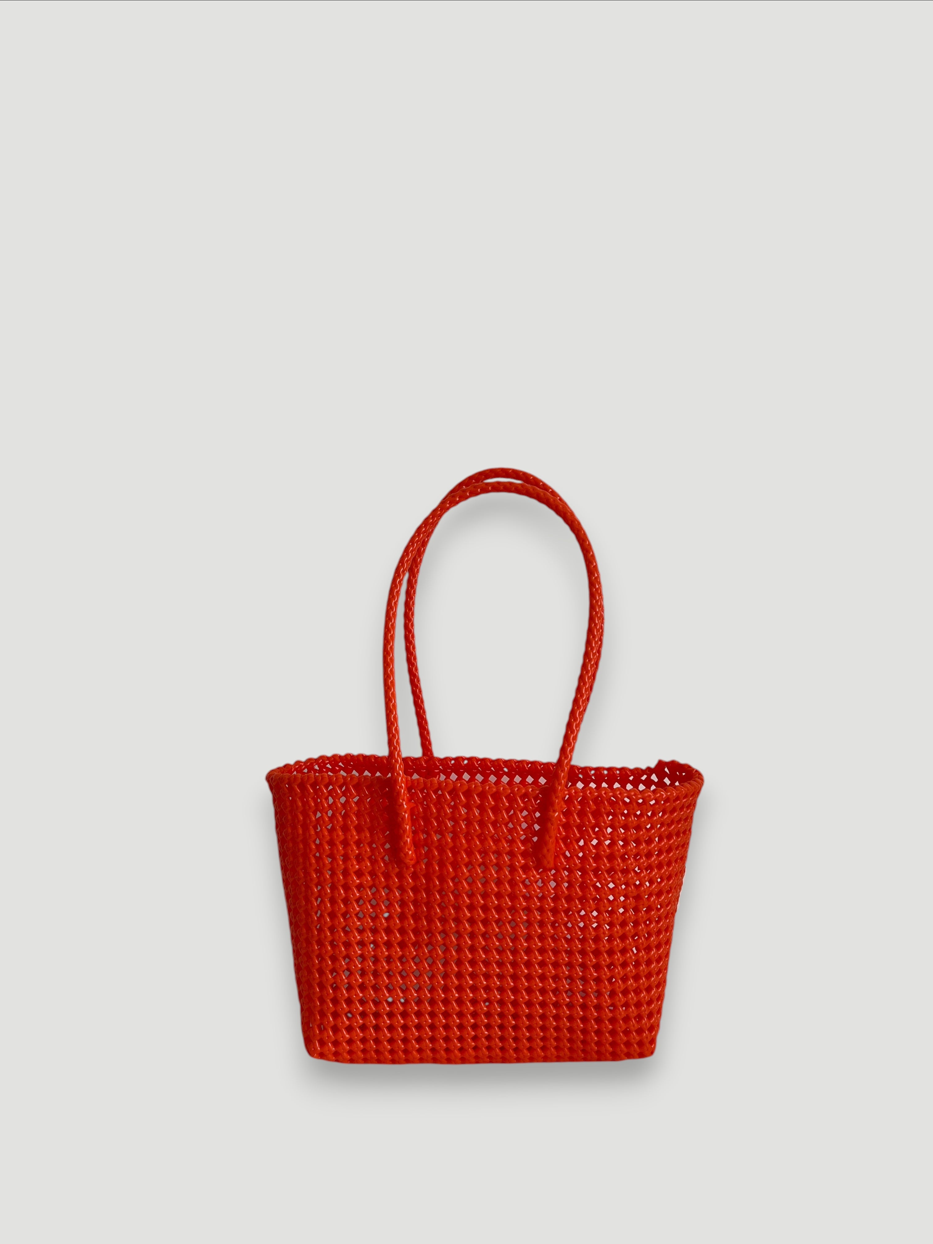 No. 140M - Hand-braided basket bag - medium - orange